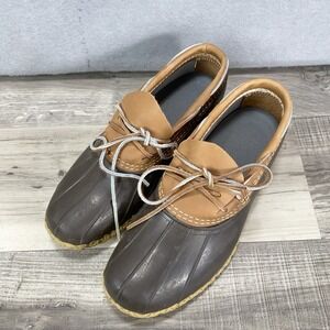 LL Bean Ankle Duck Boots Low Rubber Mens 9 Garden Shoes Brown Leather 175061 USA
